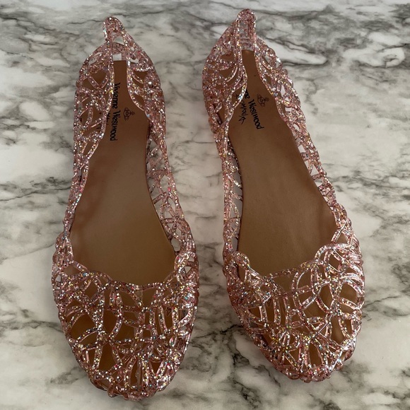 Vivienne Westwood Shoes Vivienne Westwood Anglomania Pink Glitter Jelly Shoes Size 4 Or 95